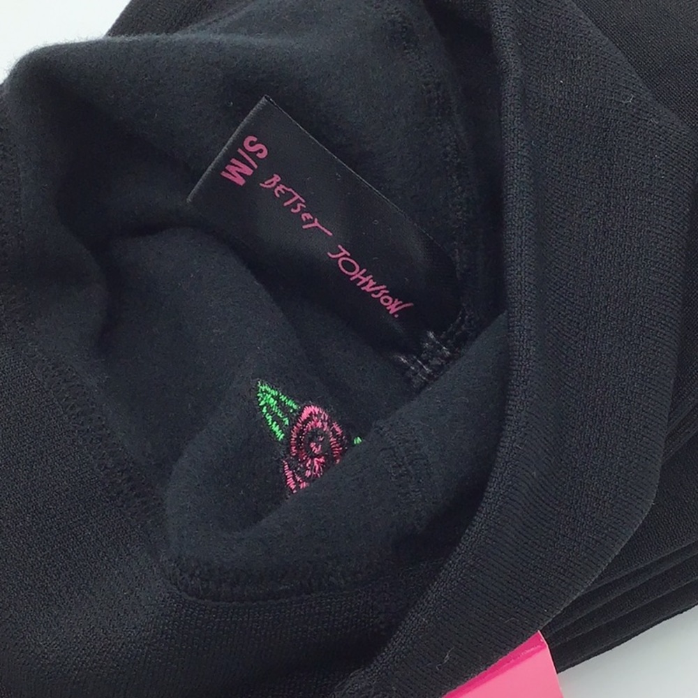 2 pk Betsey Johnson Fleece Lined Footless Tights - Picture 5 of 6